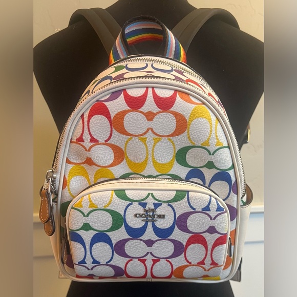 Coach Mini Court Backpack In Rainbow Signature Canvas - Picture 1 of 8